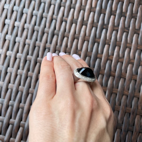 David Yurman Oval Onyx & Diamond Ring - Picture 8 of 8